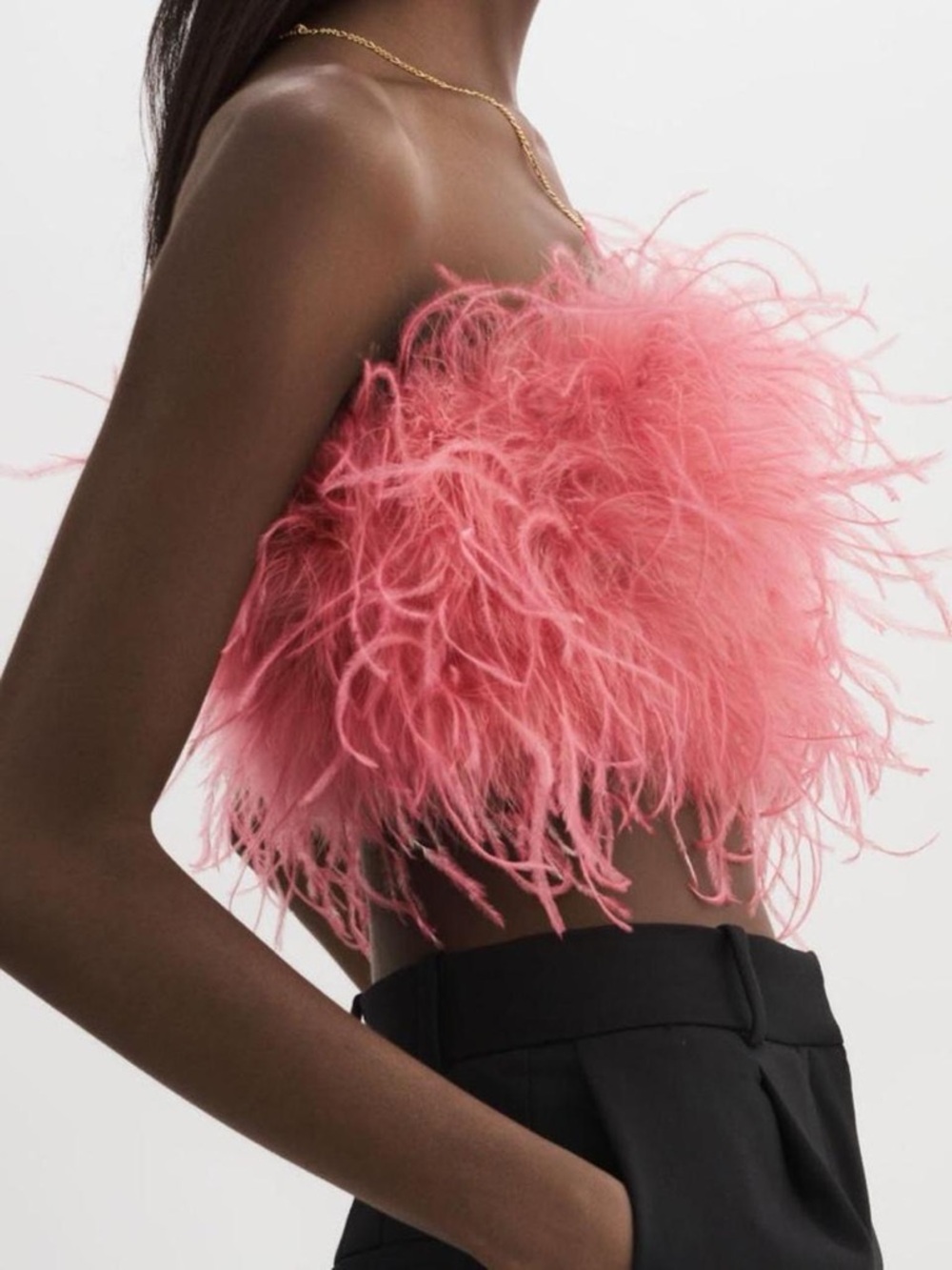 Lamarque Coral Pink Strapless Crop Top